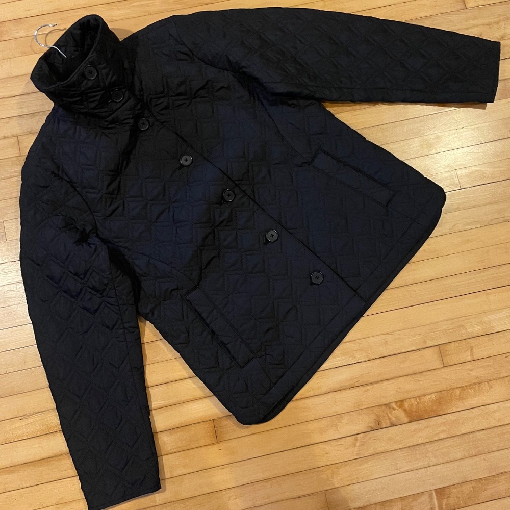 LANDS END Quilted Button Front Funnel Neck Primaloft Jacket Coat Chore Barn